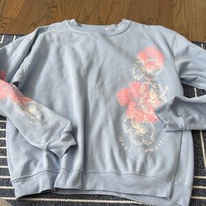 Blue and Pink Floral Women's Sweater